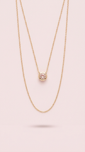 Gold Pendant Necklace with Blush Enamel